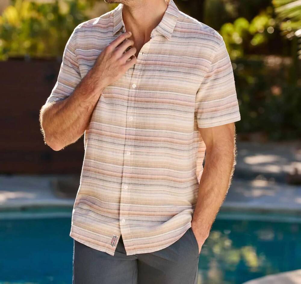 NEW FLAGS & ANTHEM dorian short sleeve button down shirt in multi